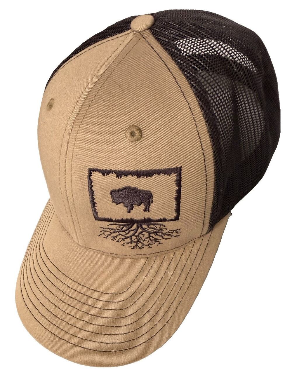 Richardson 112 Trucker Hat Men Buffalo Roots Embroidered Khaki Black Snapback